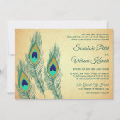 Invitation Plumes de paon vert vintage Mariage indien (Devant)