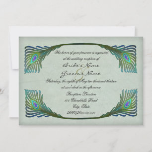 Invitation Plumes de paon vintage Nouveau Réception de mariag