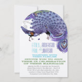 Invitation Plumes de Peacock bleu cuivre vert violet (Devant)