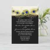Invitation Plumes de Peacock de Swirl moderne Monogramme Mono (Debout devant)