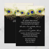 Invitation Plumes de Peacock de Swirl moderne Monogramme Mono (Devant / Derrière)