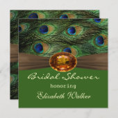 Invitation Plumes de Peacock, effet ambre Douche nuptiale (Devant / Derrière)