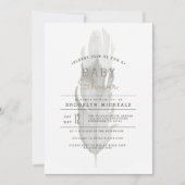 Invitation Plumes de saumons | Baby shower aquarelle (Devant)