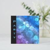 Invitation Plumes d'invitation de la fête Bulles noires Bleue (Debout devant)
