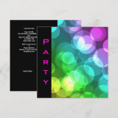 Invitation Plumes d'invitation de la fête Bulles roses noires (Devant / Derrière)