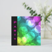 Invitation Plumes d'invitation de la fête Bulles roses noires (Debout devant)