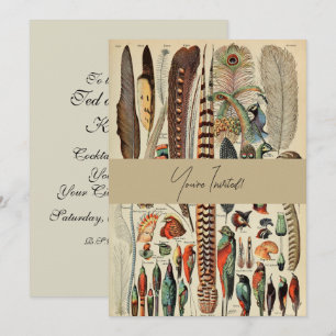 Invitation Plumes d'oiseaux sauvages Antique