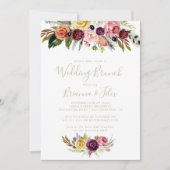 Invitation Plumes d'or Boho Tropical Floral Mariage Brunch (Devant)