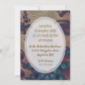 Invitation Plumes d'or turquoise et Rose Fractal 50e annivers (Dos)