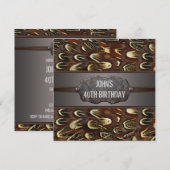 Invitation Plumes en métal Brown Moyens 40e fête d'anniversai (Devant / Derrière)