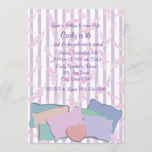 Invitation Plumes et Coussins/ Anniversaire