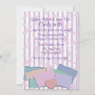 Invitation Plumes et Coussins/ Anniversaire
