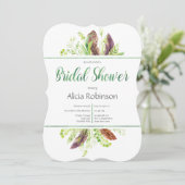 Invitation Plumes et feuillage Boho nuptiale douche Invitatio (Debout devant)