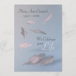 Invitation Plumes - Funérailles personnalisées / Fête de la v