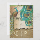 Invitation Plumes Golden Copper Champagne Gold Peacock (Dos)