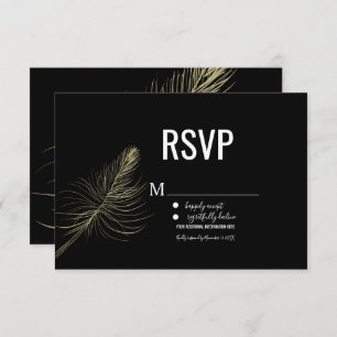 Invitation Plumes minimalistes en or Faux Bohême RSVP