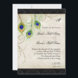 Invitation Plumes Peacock Black Mariage damassé papeterie<br><div class="desc">PALETTE DE COULEUR : Noir, tan, crème, or, bleu, vert et violet. COLLECTION DE DESIGN : Il s'agit d'un ensemble de Faire-part de mariage de produits complets correspondants. Modernes et contemporaines, les Peacock Feathers Wedding Invitations sont à la mode, élégantes et chic. L'oeuvre est issue de l'aquarelle originale peinte à...</div>