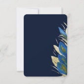 Invitation Plumes Peacock Bleu Aquarelle Feuille (Dos)