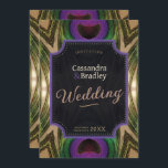Invitation Plumes Peacock Coeurs pourpres Vert Or Glow<br><div class="desc">Conception unique invitations personnalisables de mariage : Plumes Peacock avec coeur d'amour naturel dans le design de plumes. La conception inspirée de l'art de la nature dans une combinaison de couleurs unique et vibrante - costume pour ceux qui ont un mariage ou fiançailles alternatif - tout le texte, la police,...</div>