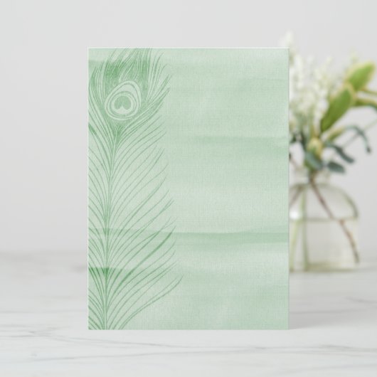 Invitation Plumes Peacock Mint (Debout devant)