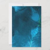 Invitation Plumes Peacock Or Fête des mariées bleue (Dos)