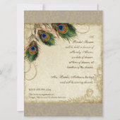 Invitation Plumes Peacock vintages Fête des mariées argent (Dos)
