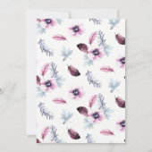 Invitation Plumes roses et violettes Douche Couples (Dos)