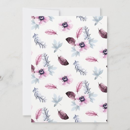 Invitation Plumes roses et violettes Fête de chauffage domest (Dos)