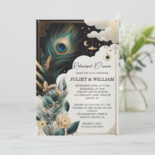 Invitation Plumes Rustique Ciel Cloud Répétition (Debout devant)