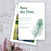 Invitation Plumes vertes Mariage minimal Enregistrer la date