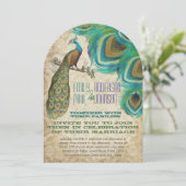 Invitation Plumes Vintages Peacock avec Peacock (Debout devant)