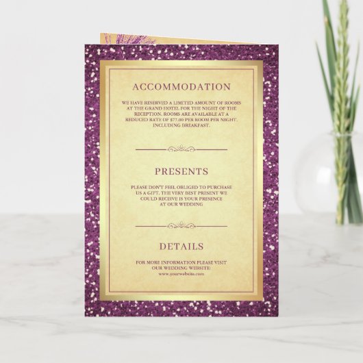 Invitation Plumes violettes Peacock Code QR Mariage indien (Dos)