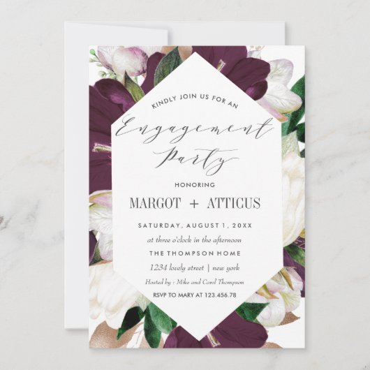 Invitation PlumMagnolia Typographie Mariage (Devant)
