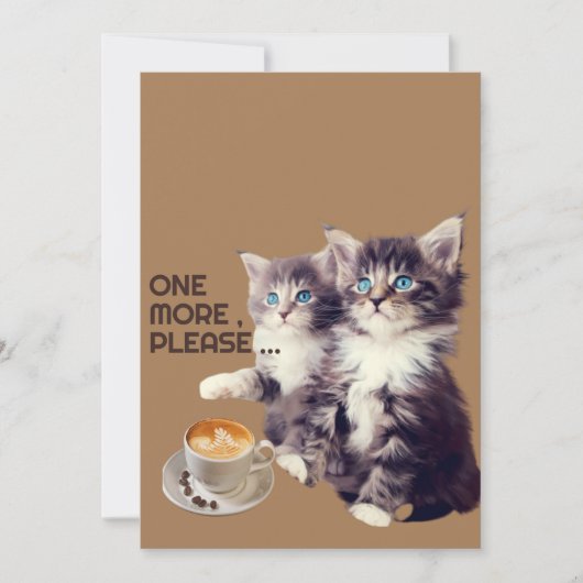 Invitation Plus de café pour les chats. (Devant)