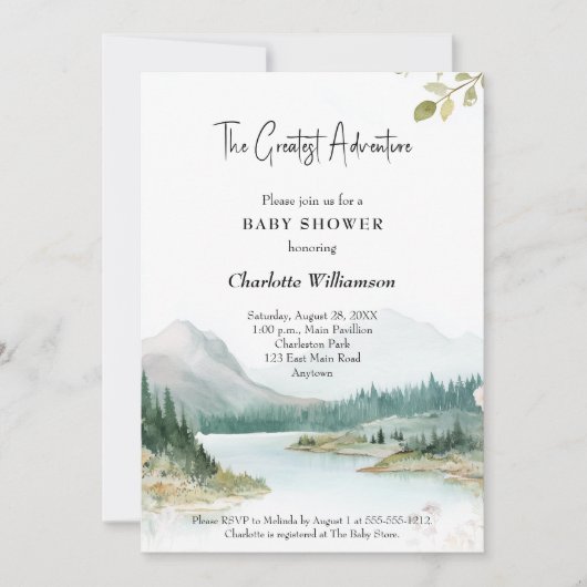 Invitation Plus grand Baby shower d'aventure (Devant)