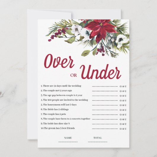 Invitation Plus ou moins Jeu de Fête des mariées de Noël (Devant)