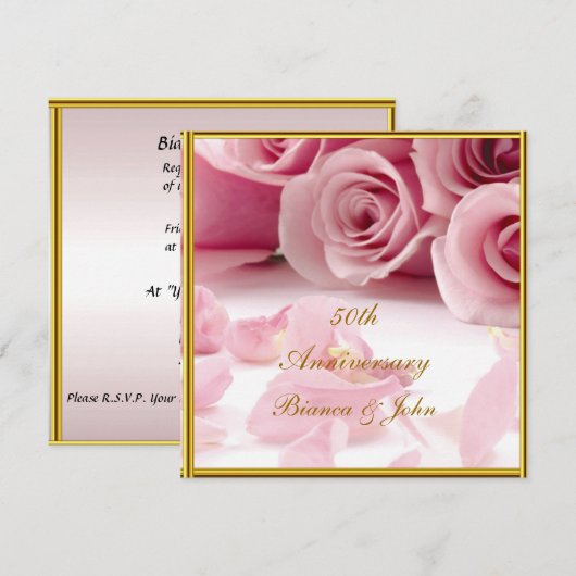 Invitation Plus Populaire et Élégant 50e Anniversaire (Devant / Derrière)