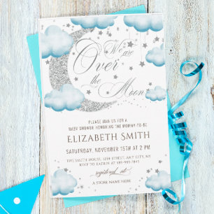 Invitation Plus qu'heureux Bébé Garçon Fête Prénatale Argent