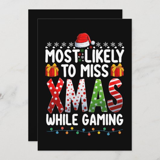 Invitation Plus susceptible de rater Noël en jouant à des jeu (Devant / Derrière)