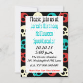 Invitation Plusieurs Skuls Dans Des Couleurs Rétro Vintages (Dos)