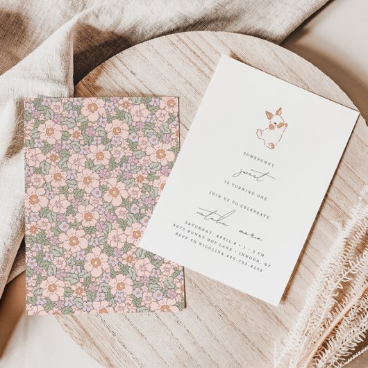 Invitation Plutôt doux printemps Pâques filles 1er anniversai