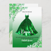 Invitation Plutôt Green Quinceañera Dama Proposition (Devant / Derrière)
