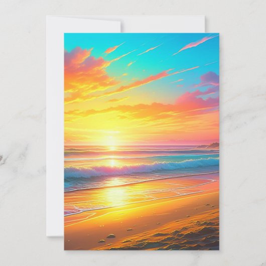 Invitation Plutôt Océan Plage au coucher du soleil (Devant)