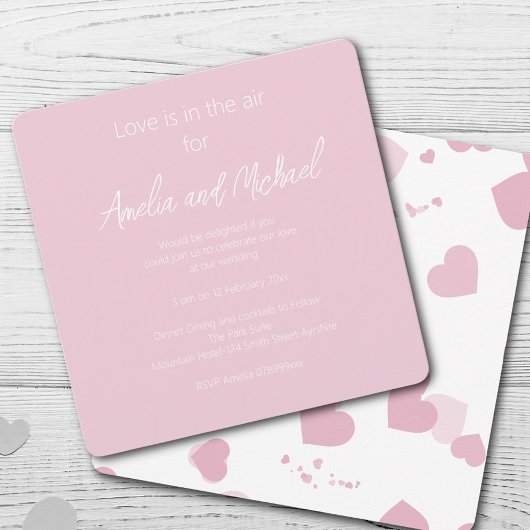 Invitation Plutôt rose Coeur d'amour Confetti Mariage