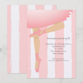 Invitation Plutôt rose.  Fête d'anniversaire de Ballerina (Devant / Derrière)