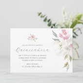 Invitation Plutôt rose Floral 15 Ans Quinceañera (Debout devant)