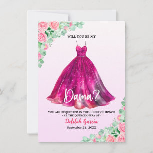 Invitation Plutôt rose Formal Quinceañera Dama Proposition