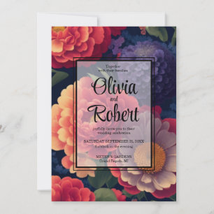 Invitation Plutôt vintage rouge Orange mum mum peony floral