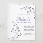 Invitation Plutôt violet minimaliste Fleurs sauvages 50e anni (Devant)
