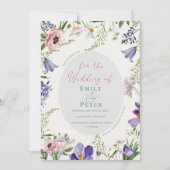 Invitation Plutôt Violet Rose Rose Flore Mariage Frontière In (Devant)